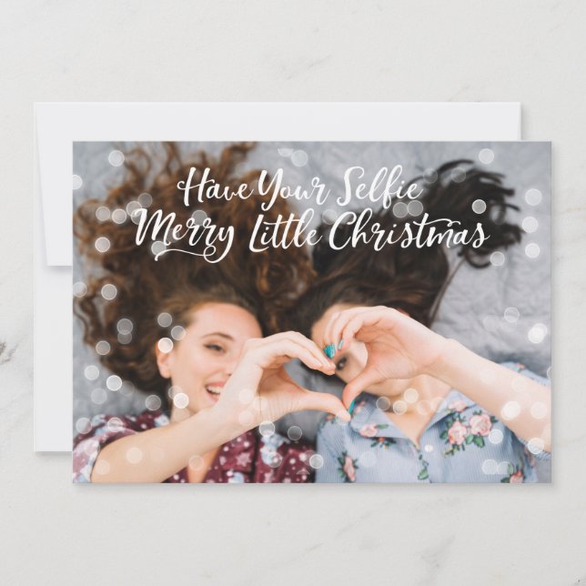 Cartes Pour Fêtes Annuelles Couple Photo Fairy Lights | Salutation de vacances (Devant)