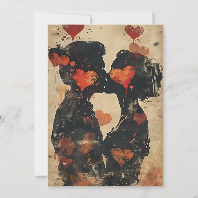 Cartes Pour Fêtes Annuelles Couple s'embrassant la Saint-Valentin (Devant)