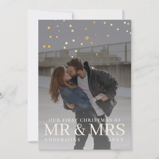 Cartes Pour Fêtes Annuelles Couple sombre avec des étoiles pour Noël (Devant)