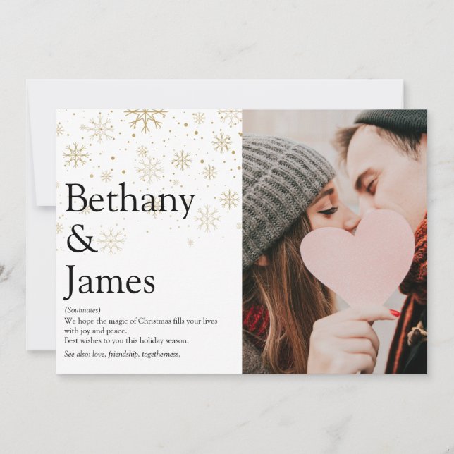 Cartes Pour Fêtes Annuelles Couples Définition Gold Snowflakes Noël Photo (Devant)