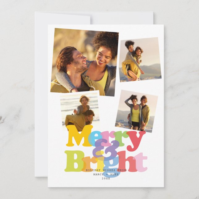 Cartes Pour Fêtes Annuelles Couples Joyeux Et Lumineux Moderne 4 Collage Photo (Devant)