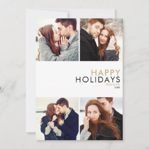 Cartes Pour Fêtes Annuelles Couples modernes 4 Photo Collage Noël