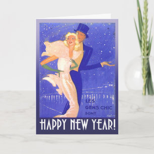 Cartes Pour Fêtes Annuelles Couples vintages d'art déco de bonne année