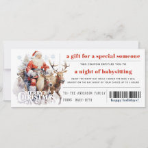 Coupon cadeau de Noël père Noël Sleigh Reindeer