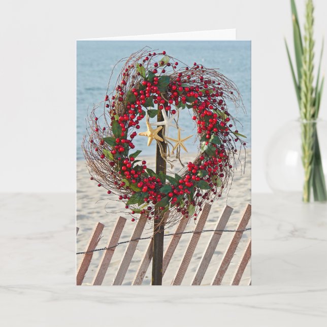 Cartes Pour Fêtes Annuelles Courbe de Noël de plage (Devant)