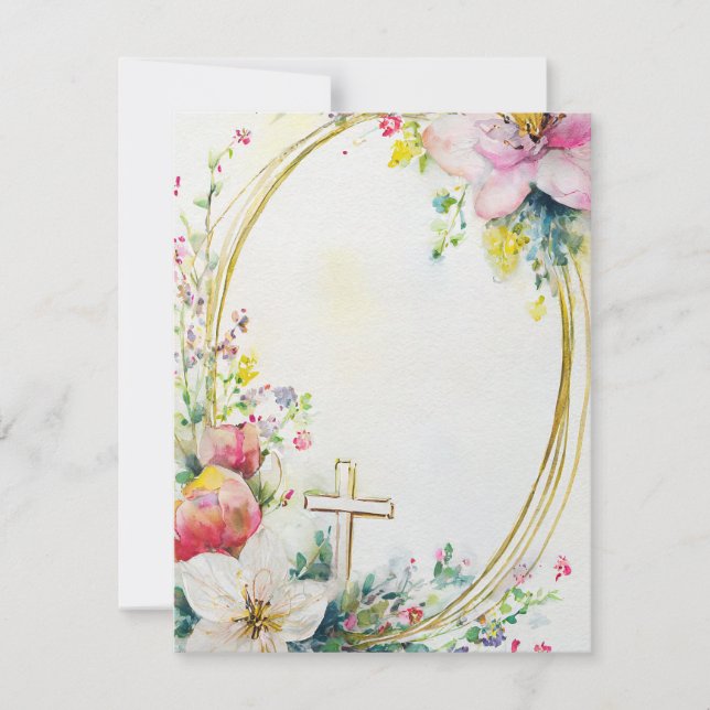Cartes Pour Fêtes Annuelles Courbe de Pâques fleurie avec blanc croisé (Devant)
