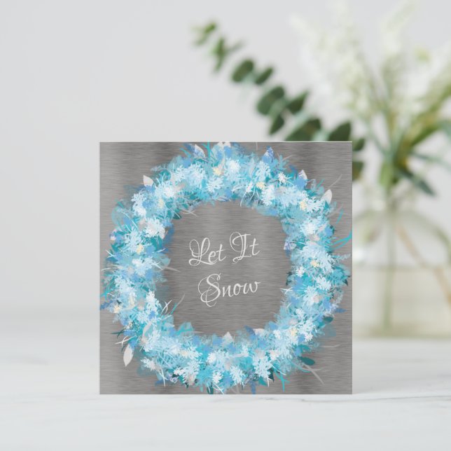 Cartes Pour Fêtes Annuelles Courbe de vacances bleu et argent (Debout devant)