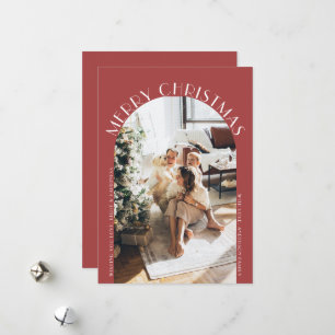 Cartes Pour Fêtes Annuelles Courbe rouge élégante arc Joyeux Noël Photo