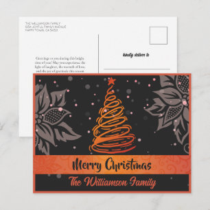 Cartes Pour Fêtes Annuelles Courbes Arbre de Noël Poinsettia Rouge Noir