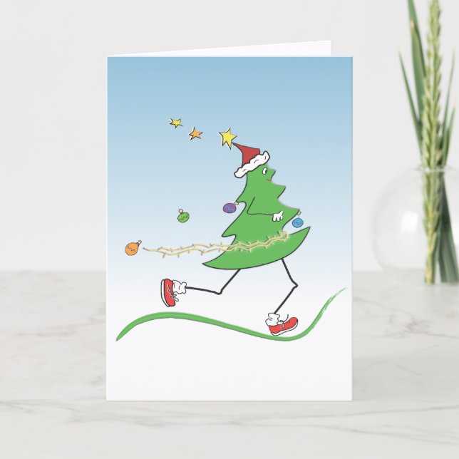 Cartes Pour Fêtes Annuelles Coureur d'arbre de Noël © Salutation à l'intérieur (Devant)