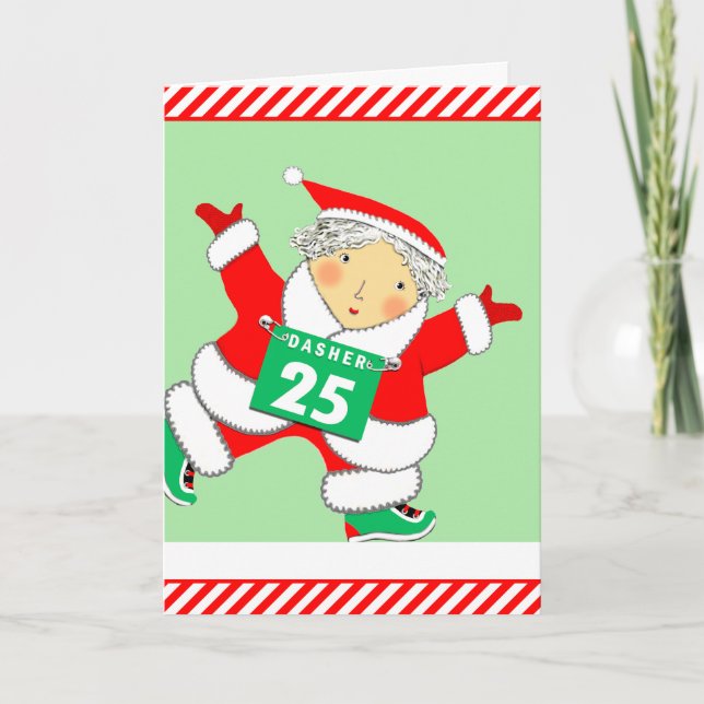 Cartes Pour Fêtes Annuelles Coureur Noël (Devant)