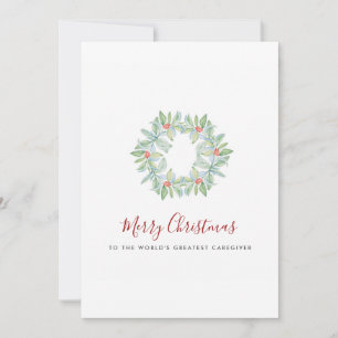 Cartes Pour Fêtes Annuelles Couronne botanique à l'aquarelle et baies Soignant