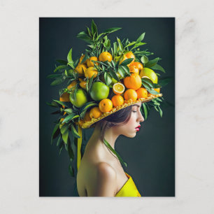 Cartes Pour Fêtes Annuelles Couronne Citron Exotique aux Couleurs Vives