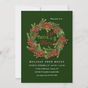 Cartes Pour Fêtes Annuelles Couronne de baies rouges : portes ouvertes