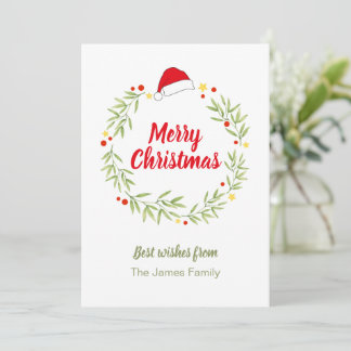 Cartes Pour Fêtes Annuelles Couronne de chapeau de Père Noël Joyeux Noël