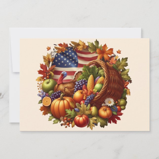 Cartes Pour Fêtes Annuelles Couronne de dinde de Thanksgiving américaine (Devant)