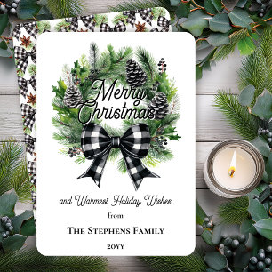 Cartes Pour Fêtes Annuelles Couronne de fêtes de Noël Joyeux Noël Non-Photo