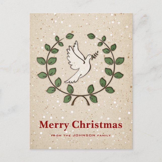 Cartes Pour Fêtes Annuelles Couronne de la colombe de Noël (Devant)