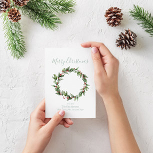 Cartes Pour Fêtes Annuelles Couronne de Noël aux baies rouges de houx