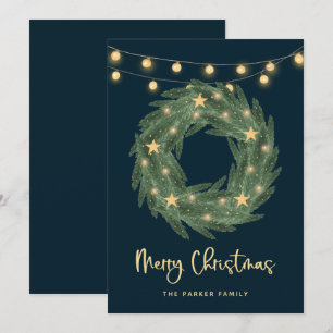 Cartes Pour Fêtes Annuelles Couronne de Noël avec auréoles aurifères