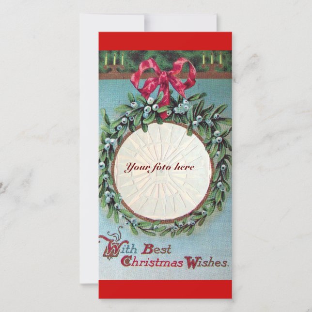 CARTES POUR FÊTES ANNUELLES COURONNE DE NOËL AVEC MISTLETOES (Devant)