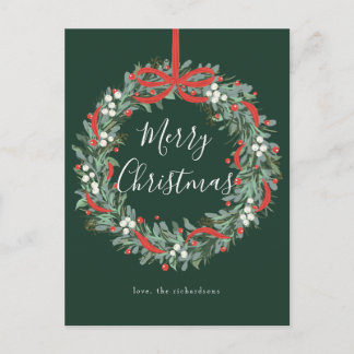 Cartes Pour Fêtes Annuelles Couronne de Noël baies et noeud