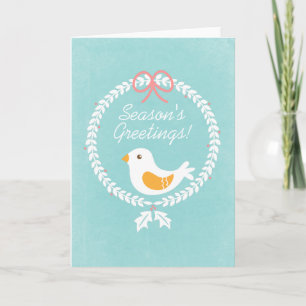 Cartes Pour Fêtes Annuelles Couronne de Noël blanche moderne avec colombe