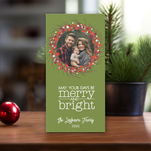 Cartes Pour Fêtes Annuelles Couronne de Noël - brindilles et baies