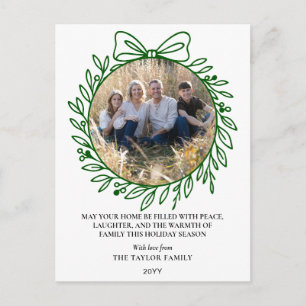 Cartes Pour Fêtes Annuelles Couronne de Noël classique verte dessinée à la mai