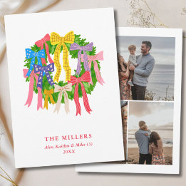 Cartes Pour Fêtes Annuelles Couronne de Noël colorée Amusants rubans 3 Photo F