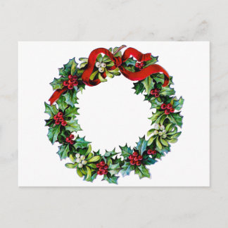 Cartes Pour Fêtes Annuelles Couronne de Noël de Holly et MIstletoe