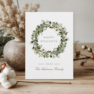Cartes Pour Fêtes Annuelles Couronne de Noël en coton à carreaux buffle sage