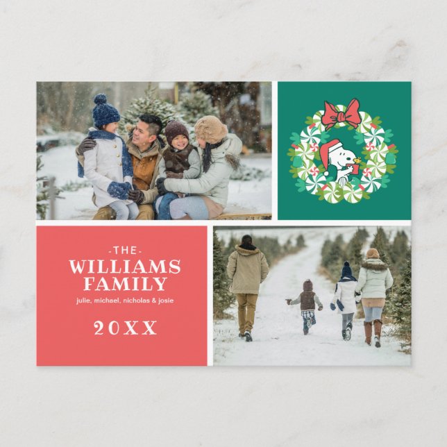 Cartes Pour Fêtes Annuelles Couronne de Noël festive au poivre de menthe (Devant)