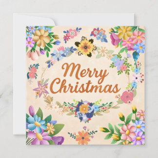 Cartes Pour Fêtes Annuelles Couronne de Noël fleurie Joyeux Noël