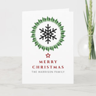 Cartes Pour Fêtes Annuelles Couronne de Noël flocon de neige vert rustique Pho