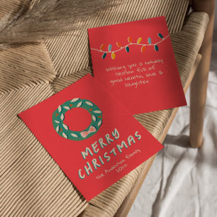 Cartes Pour Fêtes Annuelles Couronne de Noël peinte en rouge vintage non-photo
