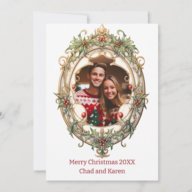 Cartes Pour Fêtes Annuelles Couronne de Noël personnalisée (Devant)