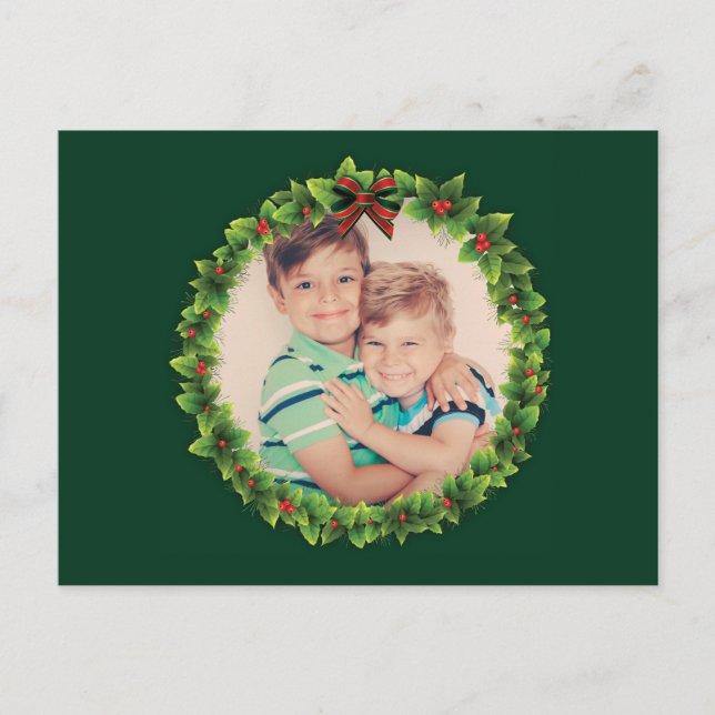 Cartes Pour Fêtes Annuelles Couronne de Noël personnalisée Ajouter votre propr (Devant)