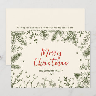 Cartes Pour Fêtes Annuelles Couronne de Noël rétro boho country funky