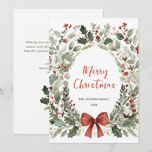 Cartes Pour Fêtes Annuelles Couronne de Noël rétro boho country funky