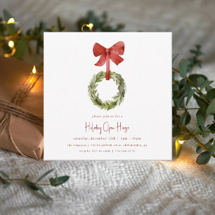 Cartes Pour Fêtes Annuelles Couronne de Noël scandinave Ruban Rouge Maison ouv