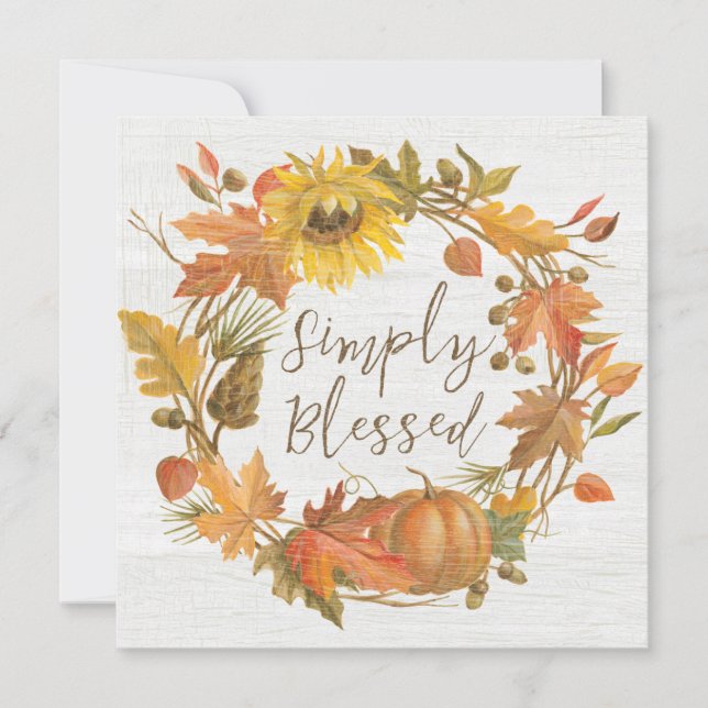 Cartes Pour Fêtes Annuelles Couronne de Thanksgiving - Simplement Bénie (Devant)