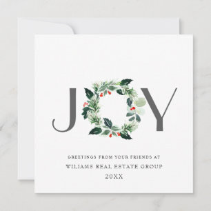 Cartes Pour Fêtes Annuelles Couronne festive de houx et de baies pour Noël JOY