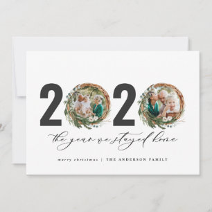 Cartes Pour Fêtes Annuelles Couronne feuillage moderne 2020 est resté à la mai