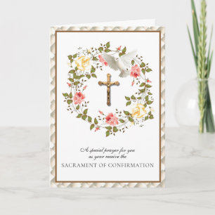 Cartes Pour Fêtes Annuelles Couronne florale de crucifix de confirmation de sa