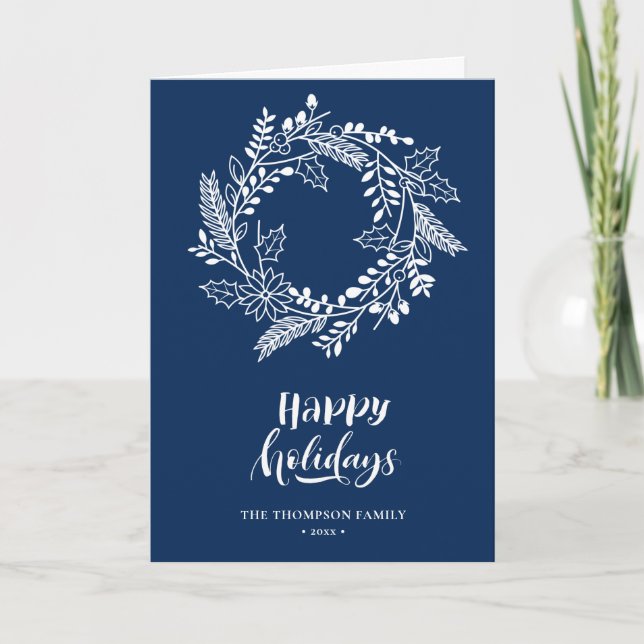 Cartes Pour Fêtes Annuelles Couronne florale naturelle | Poinsettia Pine Bouto (Devant)