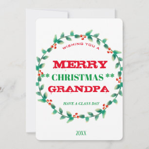 Cartes Pour Fêtes Annuelles Couronne Joyeux Noël Grand-Père Personnalisé
