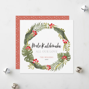 Cartes Pour Fêtes Annuelles Couronne tropicale Mele Kalikimaka