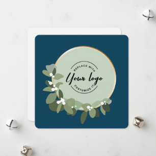 Cartes Pour Fêtes Annuelles Couronne verte bleue d'entreprise Logo personnalis