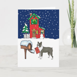 Cartes Pour Fêtes Annuelles Courrier de Noël de Boston Terrier